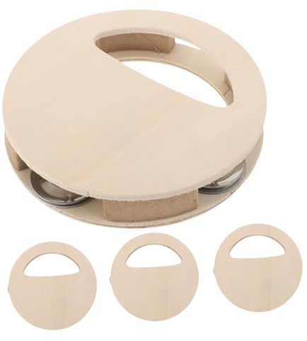 Yardwe 4 Stück Montessori Holz Handglocke Rassel für Babys zum Bemalen und Basteln Sicher zum Kauen Fördert Sensorische Entwicklung bei Kleinkindern
