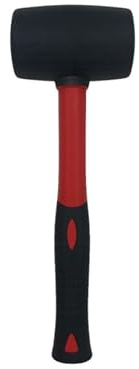 Profi Gummihammer 55-75 mm – Fiberglasstiel & Rutschfester Griff – Empfindliche Oberflächen – Ideal als Fliesenhammer, Pflasterhammer, Campinghammer & Werkstatthammer – Schwarz/Rot (1, Schwarz, 55 mm)