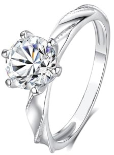 Epinki PT950 Platin Partnerringe Echt Gold, Welle Pärchen Ringe mit Moissanit, Solitärring Platin, Gr.58 (18.5)