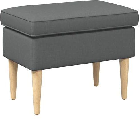 vidaXL Hocker Dunkelgrau 55 x 35 x 41 cm Polyester, Schlafzimmer, moderner Ottoman-Hocker, gepolstert, kleine Sitzgelegenheit, Dickes und abnehmbares Kissen, Fußstütze, kompakt