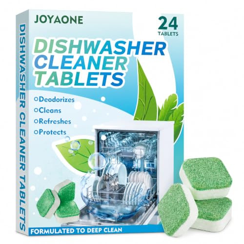 Dishwasher Cleaner Tablets, 24 Pack Powerful Descaling and Deodorizing Tablets, Natural Formula Deep Cleaning for Dishwasher Machines, Heavy Duty for Sparkling Clean Removes Limescale,Grease, Odors