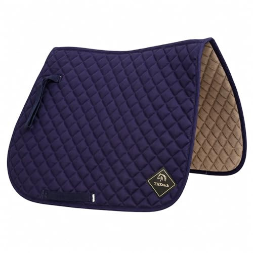 THKtack All Purpose English Saddle Pad Full Size | Diamond Quilted Horse Saddle Cloth | Equestrian Accesories | Horse Riding Equipments (Navy Blue)