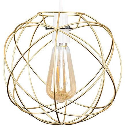 MiniSun | Retro Style Atom Design Copper Metal Basket Ceiling Light Shade | Ceiling Lighting, Home Décor & Improvement Essential | Includes 4W LED Bulb [2700K Warm White] | 255mm Shade Width