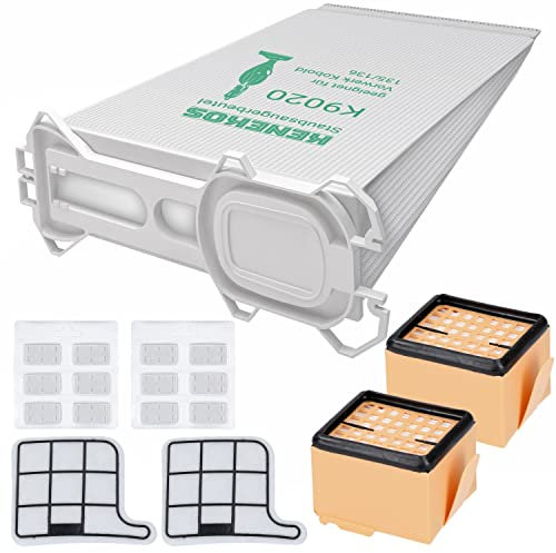 Kenekos 12 Staubsaugerbeutel Microvlies + 2 Hepafilter + 2 Motorschutzfilter + 12 x Duft geeignet für Vorwerk - Kobold 135/136 / 135SC / VK135 / VK136