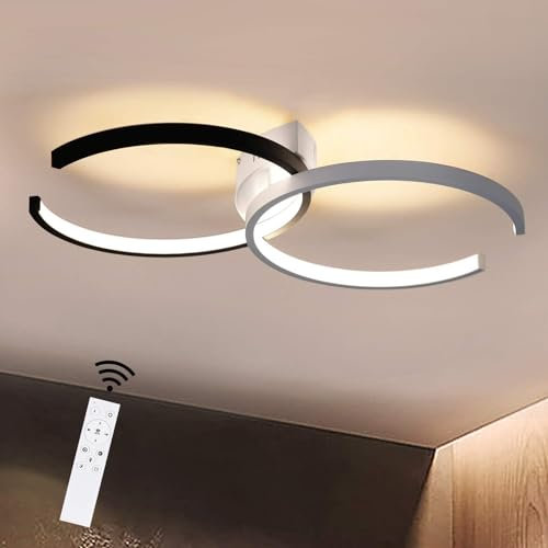 CBJKTX LED Deckenleuchte Wohnzimmer Deckenlampe Modern Schlafzimmer 54cm 37W Dimmbar mit Fernbedienung Wohnzimmerlampe aus Metall Design Schlafzimmerlampe für Esszimmer Arbeitszimmer