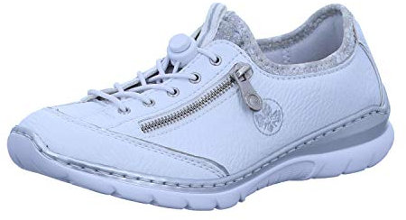 Rieker Femme Frühjahr/Sommer L32P2 Baskets Enfiler, Blanc (Weiss/Argento/Silverflower/ 80 80), 40 EU