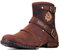 OSSTONE Chukka Stivali Cowboy Biker Boots Maschio Mens motociclo Botas cerniera su in Pelle Vitello Western retrò stile Uomo Stivali Piatto Caviglia Stivaletti Boots 5008-1-A-IT rosso marrone 10.5