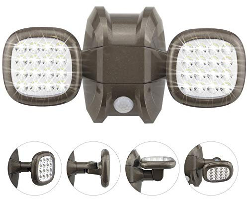 HONWELL LED Außen Sicherheitsbeleuchtung, Wasserdicht IP65 Drahtlose Sicherheitslicht 600 Lumen Bewegungsmelder Aussen Batterie Aussenstrahler Wandleuchte Sicherheitslicht für Garten,Bronze