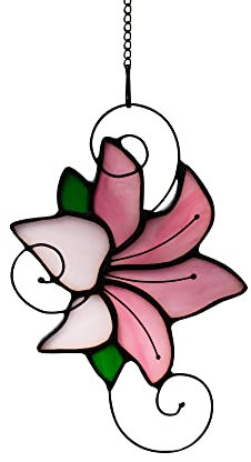 HAOSUM Décoration de fenêtre en verre teinté en forme de fleur de lys tigré pour décoration de fenêtre, cadeau de pendaison de crémaillère, cadeau de mariage pour elle (fleurs de lys)