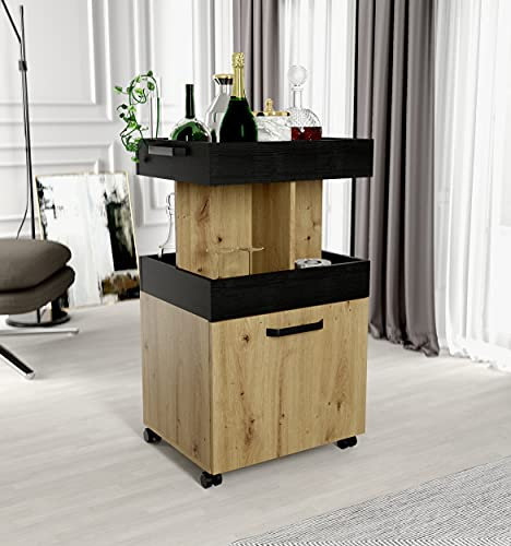 möbelando Barschrank Rollwagen Minibar Barwagen Rollschrank Hausbar Schrank Hydra III