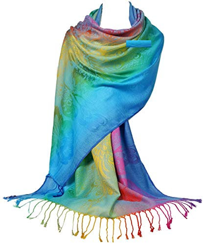 GFM Silky Feel Schal im Pashmina-Stil, Regenbogenfarben, Pck3-tx-türkis, 90