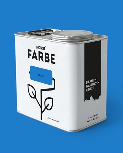 HORST Wandfarbe Bergsee 5L - Hochwertige Innen-Farbe - Hohe Deckkraft & Schnelltrocknend - Geruchsneutral - Spritz- & Tropffrei - 100% Natürlich - Blau