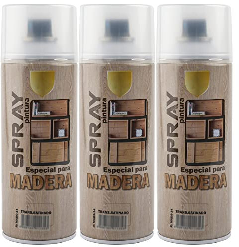 H HANSEL HOME Barniz Spray Especial para Madera - Acabado Transparente Satinado 400ml x 3
