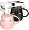 DONGSHANGIFT 2 Pack Cute Cat Mugs with Lid and Lovely Kitty Spoon - Novelty Morning Tea Milk Mug Set for Cat Lovers, Girls, Women - Christmas, Birthday Gift - 450ML/15oz, Black and Pink