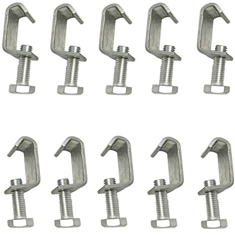 Ginyrerd 10Pcs Galvanized Steel M8 Clamp G Clamp Duct Flange Clip for Rectangular Tube Connection,Silver