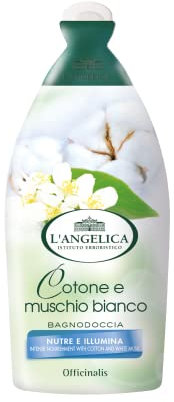 L'Angelica, Bagnodoccia Cotone e Muschio Bianco, 12 x 450 ml, Bagnoschiuma Nutre e Illumina La Pelle, Docciaschiuma Senza Parabeni Né Siliconi