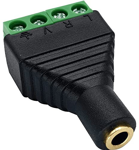 CABLEPELADO Connecteur Jack 3,5 mm femelle | Connecteur audio Jack 3,5 mm | Connecteur TRRS | Connexion vis terminal | Compatible avec PS5/PS4, casques, haut-parleurs, PC, mobile | Noir | 3,5 mm