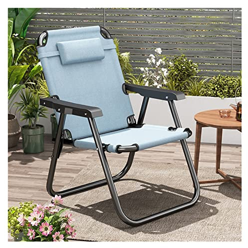 QSTGX Angelstuhl Faltbar Gartenstuhl Extra Breite und Dicke Sitzfläche, Längere und Bequeme Rückenlehne Mit Kopfstütze Klappstuhl (Color : B, Size : L54xW54xH80cm)