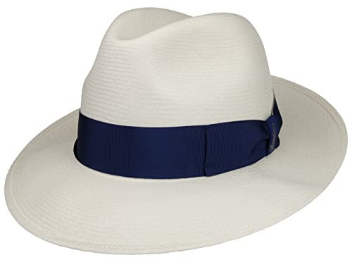 Borsalino Chapeau Panama Extrafine Twotone Chapeau d'été (S (54-55 cm) - Nature-Bleu)