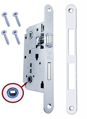 Serratura AGB Porta Interna a Incasso per Bagno WC serie CENTRO (FRONTE 22x196, SCROCCO E CATENACCIO, CROMATO OPACO)
