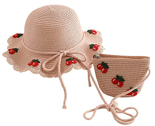 Volicph Mädchen Kinderstrohhut Sommer Sonnenhut weich Stroh Hut Strand Sonnenschutz Hut Reise Sonnenhut Baby Sommer Strohhut