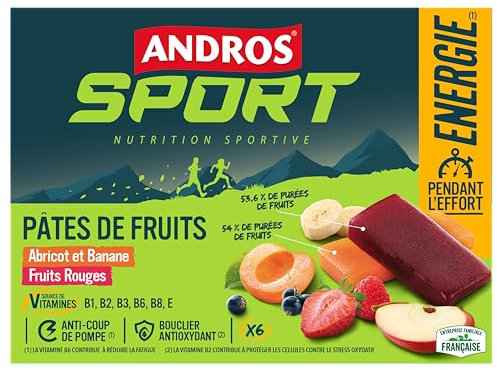 ANDROS Etui Pâte de Fruits Assorties (3 fruits rouges/3 Banane/abricot) 6x30g