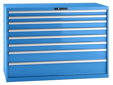 Lista | Schubladenschrank | Stahlblech | HxB 1000 x 1431 mm | 8 Schubladen | Tragkraft 75 kg | lichtblau