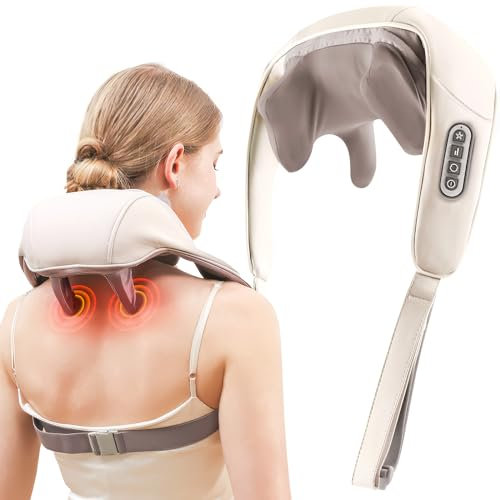 Nackenmassagegerät mit Wärme - MDIBZCA Klein Schulter Nacken Rücken Massagegerät, Zwei Tragevarianten, Massagegürtel, Rückenmassagegerät, Simulation Handmassage