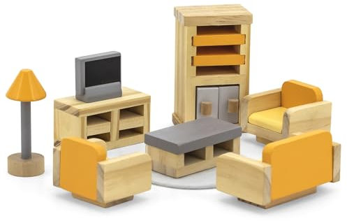 Puppenhaus Möbel aus Holz Puppenstube für Biegepüppchen Puppenmöbel Set Wohnzimmer