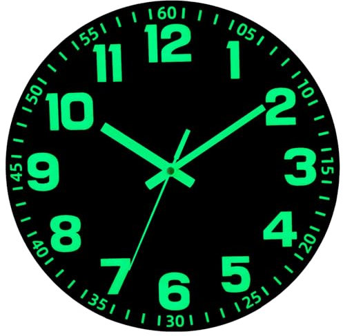 Warminn Leuchtend Wanduhr Ohne Tickgeräusche Lautlos 30.5 cm Quarz Modern Groß Batterie Betriebene Wanduhr Einfach zu Lesen für Zimmer Zuhause KüChe Schlafzimmer Büro Schule