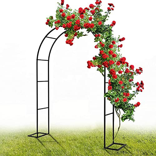 Rosenbogen Torbogen Rankhilfe Gartenbogen Rosenbögen Laube, Hochzeitsbogen, Gartenlaube Pergola, Pflanzenklettertorbogen, Hochzeitsfeier Gartenterrassengitter, Schwarz (Größe: 120 x 25 x 220 cm)