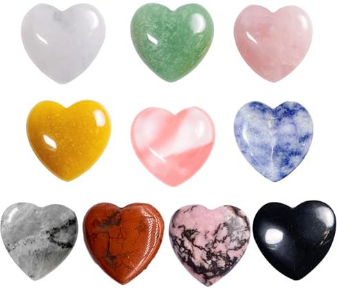 Pietre e Cristalli,Biluer 10PCS 30mm Pietre Naturali Cuore Pietre Decorative Cuore Di Pietra Pietre Portafortuna Da Regalare(Multicolore)