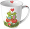 Tazza con motivo animale, rane innamorate, in porcellana, per la tavola e come regalo, 0,4 l x 10,5 cm