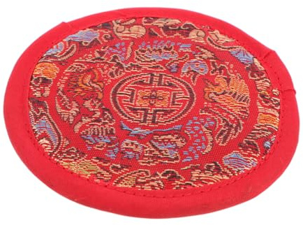 Buddha Klangschalen Pad Rot aus Baumwollstoff Herbst Geschenkideen | Kompaktes, Leichtes Kissen für Buddhistische Klangschale, Einfache Form, Passend für Buddha Sound Bowl