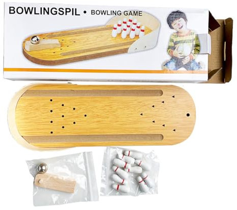 Kexpery Tisch-Mini-Bowlingspiel-Set mit 10 Pins, Holzbrett, Bowling-Spielzeug, pädagogisches Bowling-Set for Männer, Frauen, Teenager, Kinder