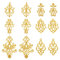 AHANDMAKER Stickerei-Applikation Mit Goldener Blume, 12 Stück, 6 Stile Polyester Goldene Stickerei Spitzenapplikation, Goldener Aufnäher Im Ethnischen Stil Mit Blätterkranz-Aufnäher Zum Selbernähen