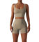 Belriviere Seamless Workout Sets for Women Sports Bras Biker Shorts with Pockets 2 Piece Set Gym Yoga Fitness Outfits S Khaki