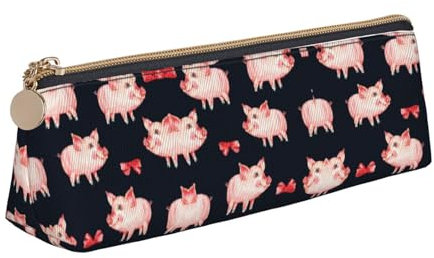 CHANGLEI Federmäppchen aus Leder, niedliches Schweinchen, für Mädchen und Jungen, bedruckt, personalisierbar, leicht, Rot, weiß, Einheitsgröße, Taschen-Organizer