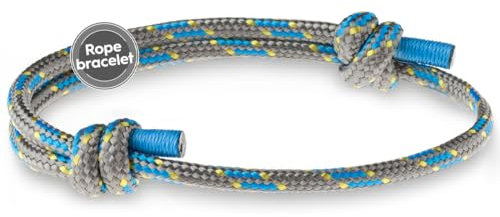 Motti Way Bracciale Uomo Corda Nautica, Braccialetto Grigio Resistente E Durevole, Bracciali Resistente All'acqua Per Uomo E Donna, Accessori Eleganti, Braccialetti Da Surf Unisex Con Corda Regolabile