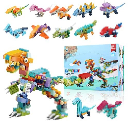 Dino Jurassic World Bausteine Kinder Spielzeug, Dino Bausteine Spielzeug 12 IN 1 Block Konstruktionsspielzeug Kinder Geschenke, für Jungen Mädchen Ostereier Gastgeschenke