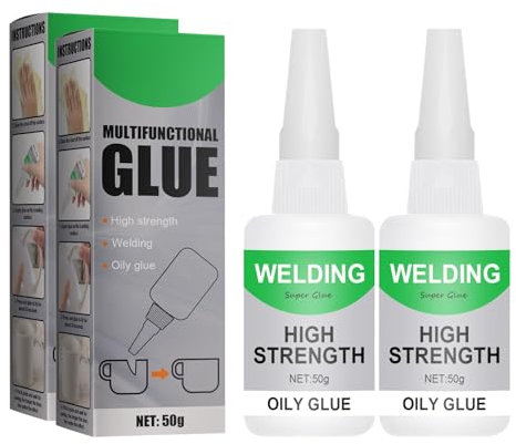 1/2/3 StüCk Tapetenkleister, 50g Superkleber, Kunststoffkleber, Sekundenkleber Extra Stark, Superkleber Extra Stark füR Alles, füR Kunststoff Metall Keramik Leder Harz (2 Flaschen)