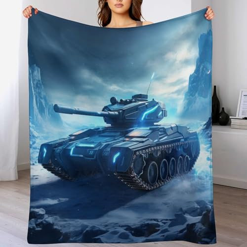 Decke Mit Panzer Muster Warme Fleecedecke/Wohndecke/Sofadecke - Superweiche, Kuschelige & Angenehme Flannel Flanell-Decke, Für Jede Jahreszeit Geeignet （130×150cm）