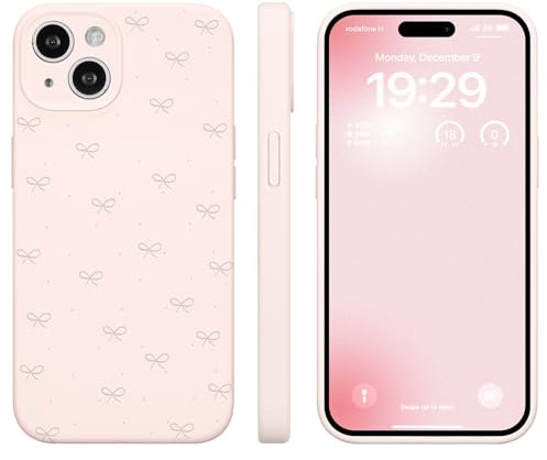 ZCDAYE Case for iPhone 14 Silicone Phone Case, Cute Bow Print Solid Women Shell, Durable Protective Case Soft Skin Friendly Phone Cover for iPhone 14 (6.1 inches),Pink