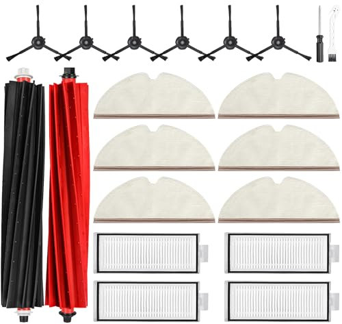 20-piece accessory set for Roborock Q5 Pro / Q5 Pro+ / Q8 Max / Q8 Max+ vacuum cleaner, replacement parts. Includes 2 main brushes, 4 HEPA filters, 6 wipes, 6 side brushes, 1 cleaning brush, 1