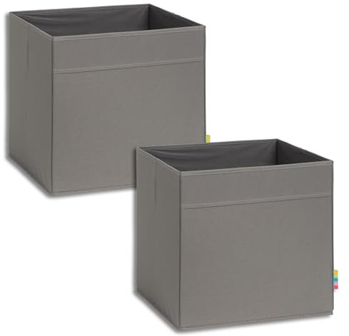 Storanda | 2er Set Aufbewahrungsbox Regal | Faltbare & Extra Stabile Kallax Boxen Aufbewahrung | Aufbewahrungskorb Regalbox für Würfelregal | Ideal für Zuhause & Kinderzimmer | 33x33x33 cm | Anthrazit