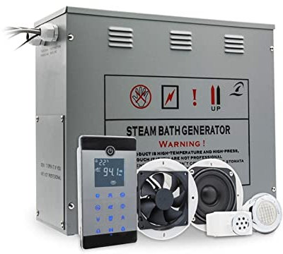 Generatore di vapore per Sauna, 6kw. Bagno a vapore doccia Bluetooth Radio Generatore di sauna Lcd. Display touch screen for bagno turco 5-8 metro cubico,Macchina a vapore per sauna(VS-C060-6KW-BP)