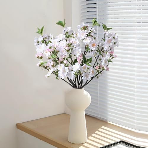 HNLMZ Lot de 3 branches de cerisier artificielles en soie - 49 cm - Fleurs de printemps artificielles - Pour la maison, le mariage, le jardin, la décoration de fête - Rose clair