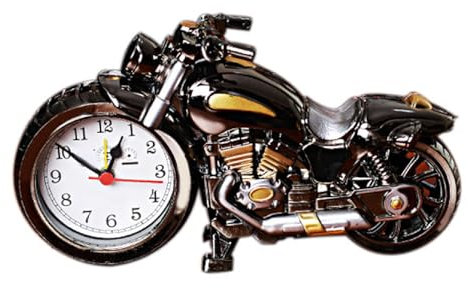 Pilipane Motorrad Wecker Vintage -Stil Kunststoff Quarz Bewegung Batterieanbatterige Schreibtischuhr für Home Office Dekoration 230x130x60mm