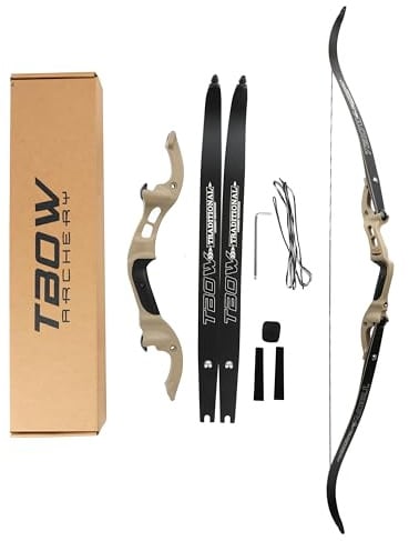 surwolf 62 Takedown Recurve Bogen 25-60lb F Interface Riser und Wurfarme Jagdbogen Bogenschießen Bogen und Pfeil für Outdoor Schießen RH (Taupe, 55lb)