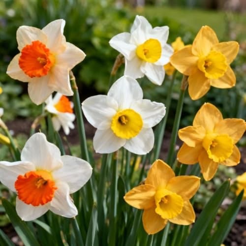 IFLO® 50 Narzissen Mix Blumenzwiebeln – Winterhart Mehrjährig – Gelb Weiß Orange – Frühlingsblüher für Garten Balkon – Bienenfreundlich – Pflanzzeit Herbst